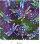 Carmon's Quilt Shop Dragonfly Wonder plum and multi-colored cotton quilting fabric with small dragonfly patterns.