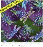 Carmon's Quilt Shop Dragonfly Wonder cotton fabric featuring small dragonflies in plum and multi-coloured patterns.
