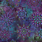 Carmon's Quilt Shop Dragonfly Wonder cotton fabric featuring purple and teal mandala-style dragonfly patterns