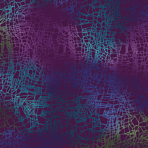 Carmon's Quilt Shop Dragonfly Wonder Cirrus Texture fabric in purple multi with a rippling wave pattern in 100% cotton.