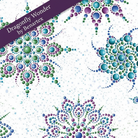 Carmon's Quilt Shop Dragonfly Wonder white cotton fabric featuring multi-colored beaded medallion patterns.
