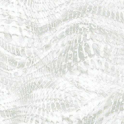 Carmon's Quilt Shop Dragonfly Wonder 100% cotton fabric featuring white and grey abstract dragonfly wing patterns