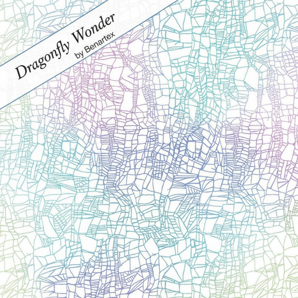 Carmon's Quilt Shop Benartex Dragonfly Wonder white multi cotton fabric with a cirrus texture crackle pattern
