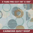 Carmon's Quilt Shop Panorama 118 inch wide cotton backing fabric in dusty aqua with overlapping geometric circles