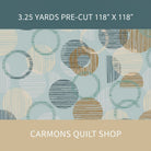 Carmon's Quilt Shop Panorama 118 inch wide cotton backing fabric featuring a dusty aqua overlapping circle pattern.