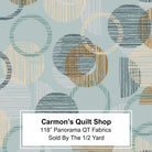 Carmon's Quilt Shop QT Fabrics Panorama dusty aqua cotton quilting fabric with overlapping geometric circle pattern