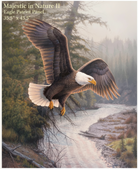 Carmon's Quilt Shop Majestic in Nature II cotton fabric panel featuring a bald eagle soaring over a forest landscape.