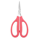 Carmon's Quilt Shop FAMORÉ 6.25-inch precision crafting scissors with stainless steel blades and ergonomic pink handles.