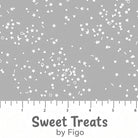 Carmon's Quilt Shop FIGO Fabrics Sweet Treat gray quilting cotton with white star, moon, and sprinkle confetti print