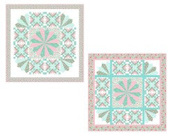 Carmon's Quilt Shop Quilting In Bloom Floating Dresden quilt kit featuring floral cotton fabric in pink and teal.
