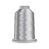 Carmon's Quilt Shop Glide 40wt trilobal polyester thread on a large king spool with a high-sheen silver finish.