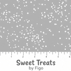 Carmon's Quilt Shop FIGO Fabrics Sweet Treat gray quilting cotton with white sprinkle, star, and moon patterns