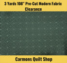 Carmon's Quilt Shop modern green 100% cotton quilt backing fabric with a geometric star pattern in a 3-yard cut.