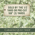 Carmon's Quilt Shop green botanical 108 inch wide cotton quilt backing fabric with leaf and dragonfly print
