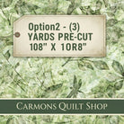 Carmon's Quilt Shop 108 inch wide green botanical cotton fabric with leaf and dragonfly motifs for quilt backing
