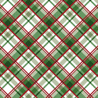 Carmon's Quilt Shop Heartland Holiday green plaid cotton fabric with red and white diagonal lines for Christmas quilts