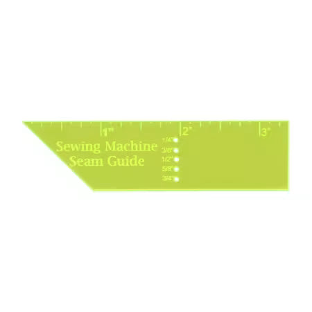 Carmon's Quilt Shop Quilter's Paradise green plastic sewing machine seam guide ruler with mitered edge