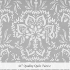 Carmon's Quilt Shop Robert Kaufman Light As Air grey 100% cotton quilting fabric with elegant floral pattern