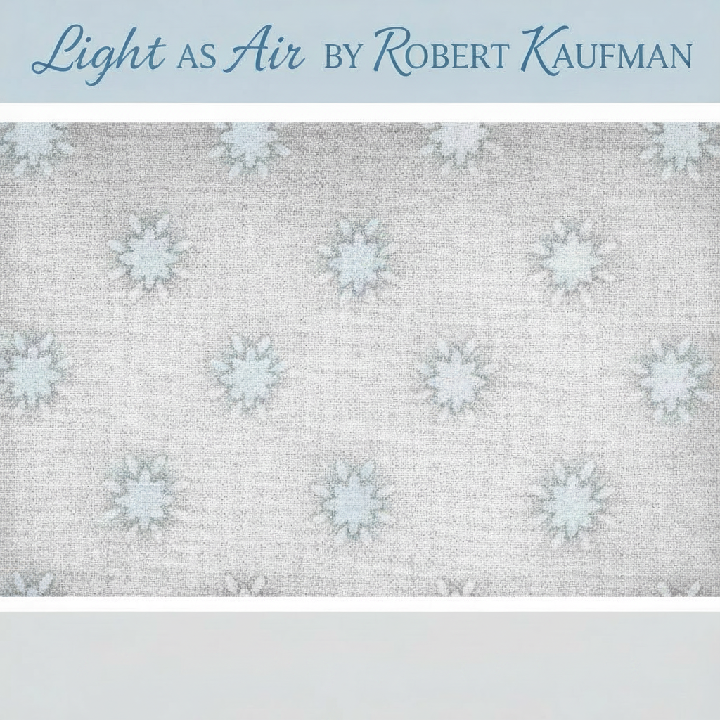 Carmon's Quilt Shop Robert Kaufman Light As Air grey 100% cotton quilting fabric with delicate floral pattern