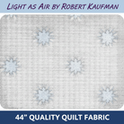 Carmon's Quilt Shop Robert Kaufman Light As Air grey 100% cotton quilting fabric with airy starburst pattern