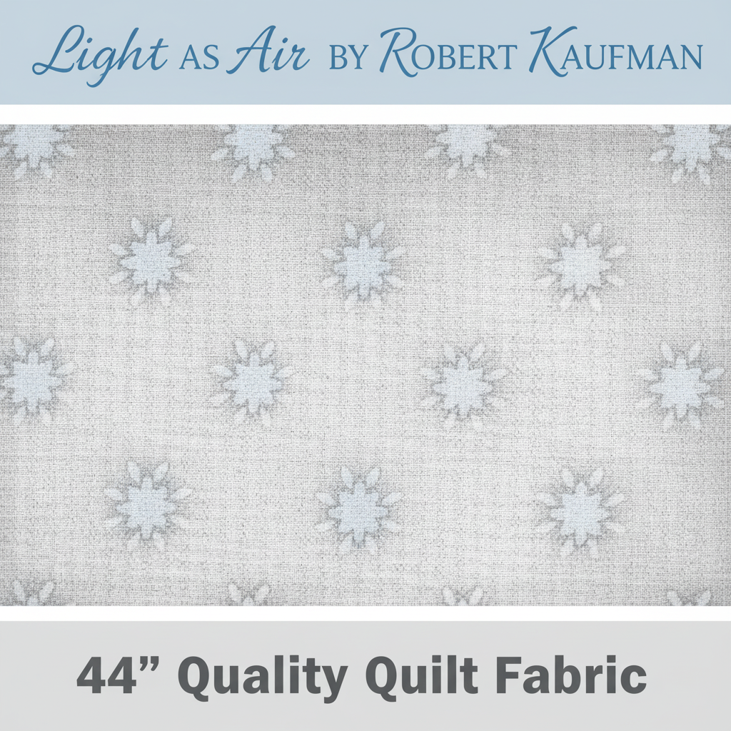 Carmon's Quilt Shop Robert Kaufman Light As Air grey 100% cotton quilting fabric with a delicate floral pattern.