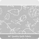 Carmon's Quilt Shop grey 100% cotton quilting fabric with white floral line art from the Light As Air collection.