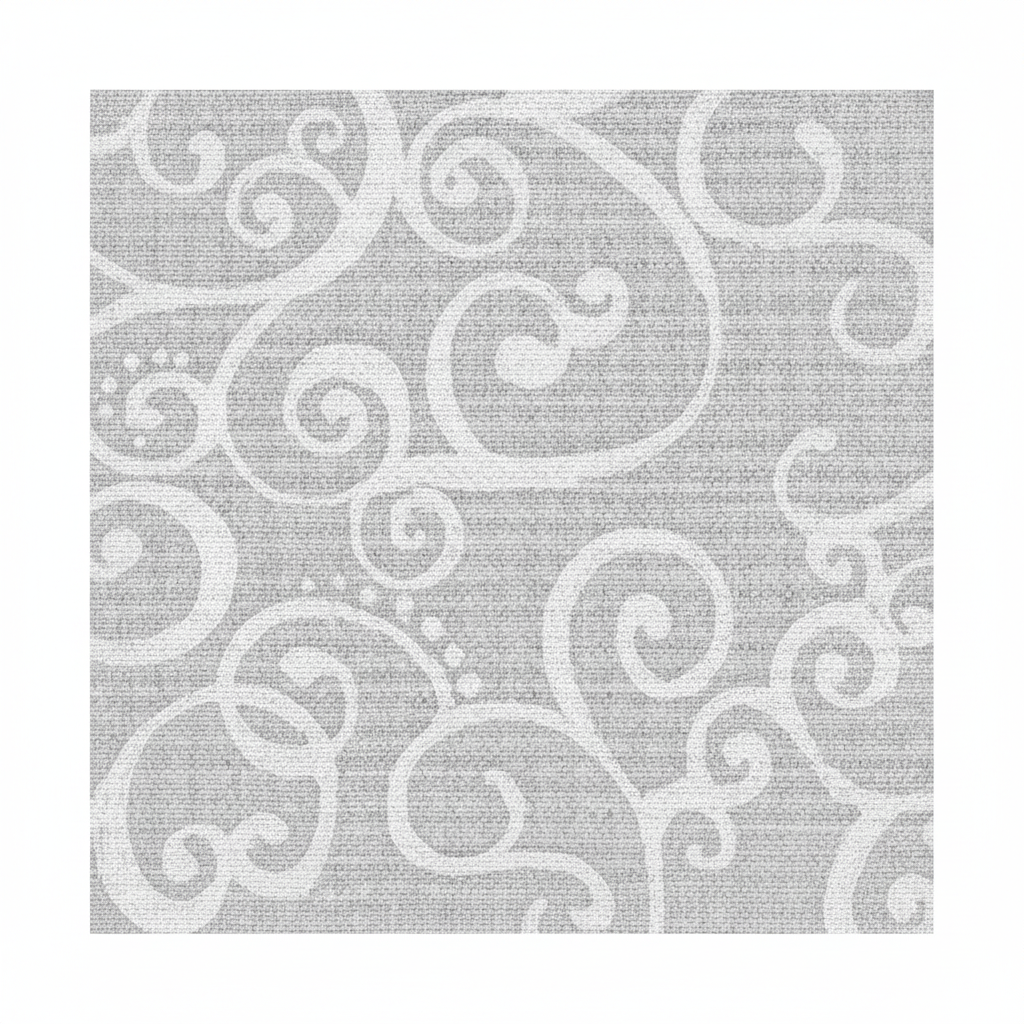 Carmon's Quilt Shop Robert Kaufman Light As Air grey cotton quilting fabric with elegant white swirling scroll pattern