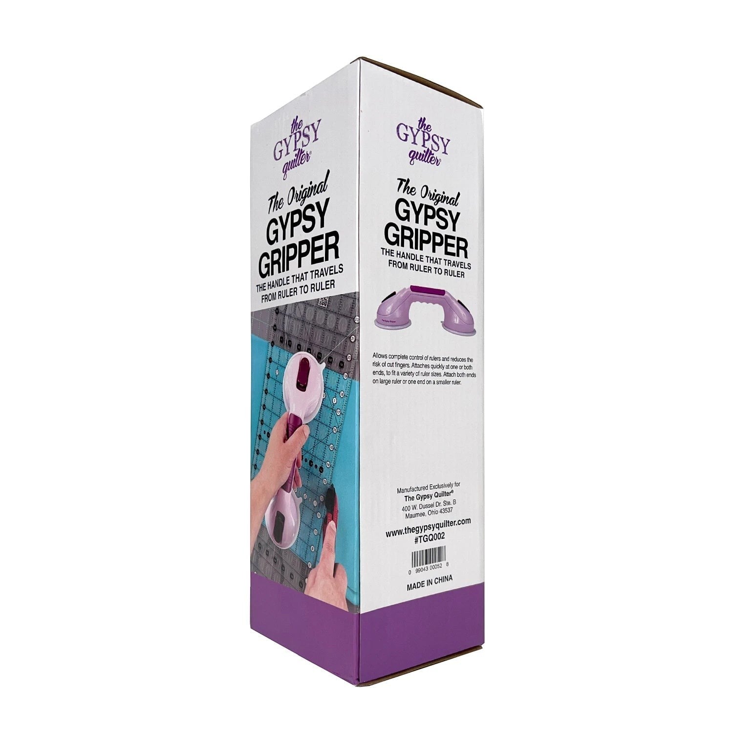 Carmon's Quilt Shop The Original Gypsy Quilter Gypsy Gripper purple plastic ruler handle tool in packaging