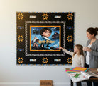 Carmon's Quilt Shop Harry Potter themed quilt pattern featuring characters and Hogwarts castle. Black border with star accents.