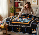 Carmon's Quilt Shop Harry Potter themed quilt with stars and character images, 87.5" x 79.5".