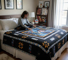 Carmon's Quilt Shop Harry Potter themed quilt pattern featuring stars and a central image of a character. Finished size 87.5" x 79.5".