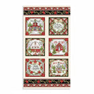 Carmon's Quilt Shop Heartland Holiday multi-colored Christmas quilt panel featuring festive village scenes