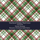 Carmon's Quilt Shop Heartland Holiday plaid green quilting cotton fabric with red and white festive pattern
