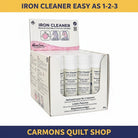 Carmon's Quilt Shop HTL iron soleplate cleaner sticks in a display box for removing stains from steam and dry irons