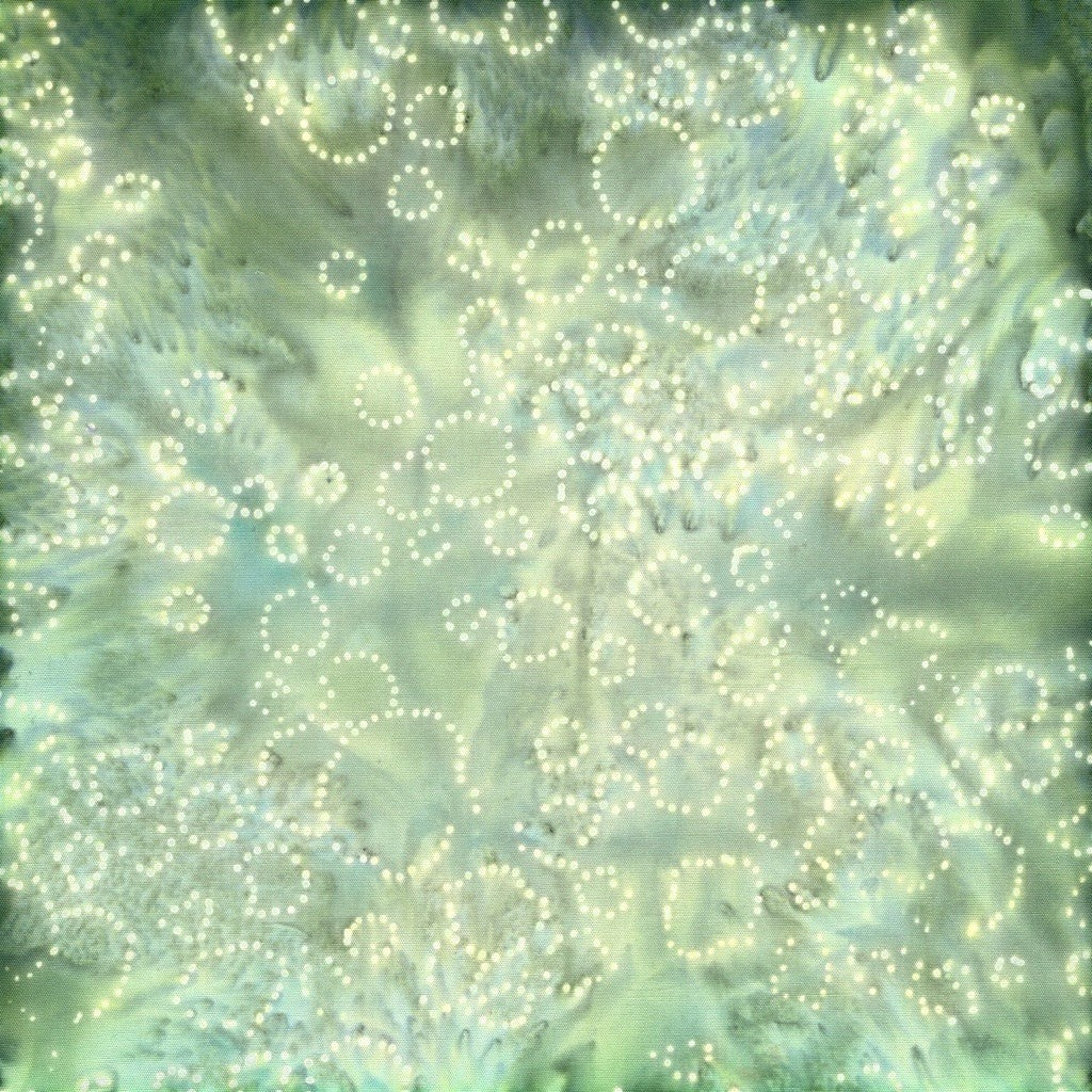 Carmon's Quilt Shop Island Batik Vintner's Treasure fabric in green and purple with a dotted bubble pattern