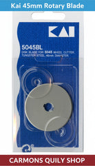 Carmon's Quilt Shop Kai 45mm tungsten steel replacement rotary cutter blade in original retail packaging