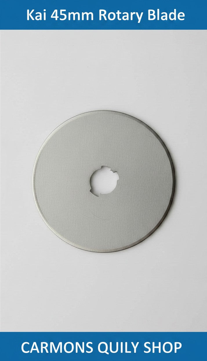 Carmon's Quilt Shop Kai 45mm metal replacement rotary cutter blade for quilting and fabric projects