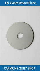 Carmon's Quilt Shop Kai 45mm metal replacement rotary cutter blade for quilting and fabric projects