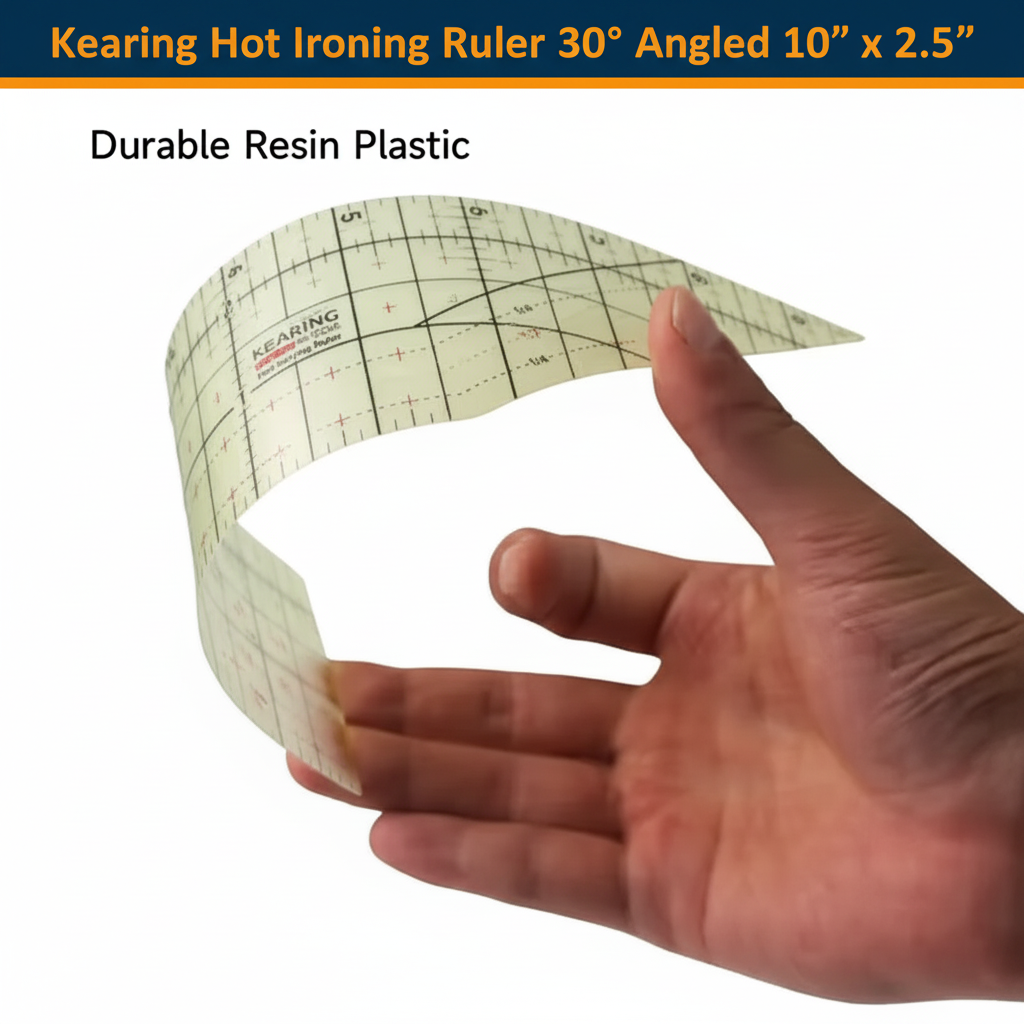 Carmon's Quilt Shop Kearing heat-resistant flexible 30-degree angled ironing ruler for quilting and sewing