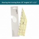 Carmon's Quilt Shop Kearing 10x2.5 inch hot ironing ruler with 30 degree angled edge and seam allowance guides.