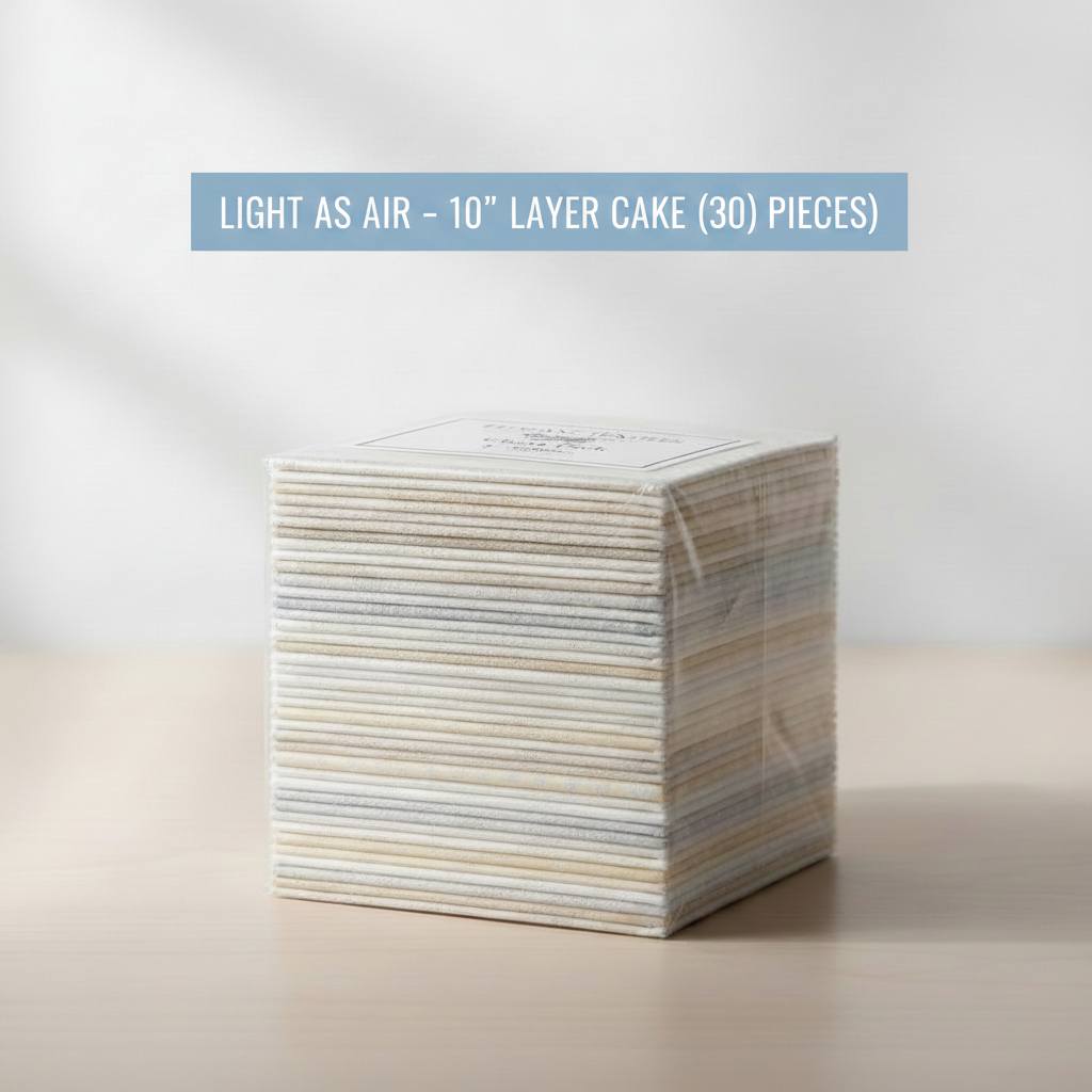 Carmon's Quilt Shop Light As Air 10-inch layer cake fabric stack of 30 premium cotton quilting squares