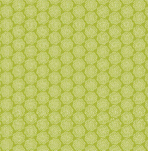 Carmon's Quilt Shop Sisterhood Floral quilt fabric featuring a lime green background with white floral dot patterns