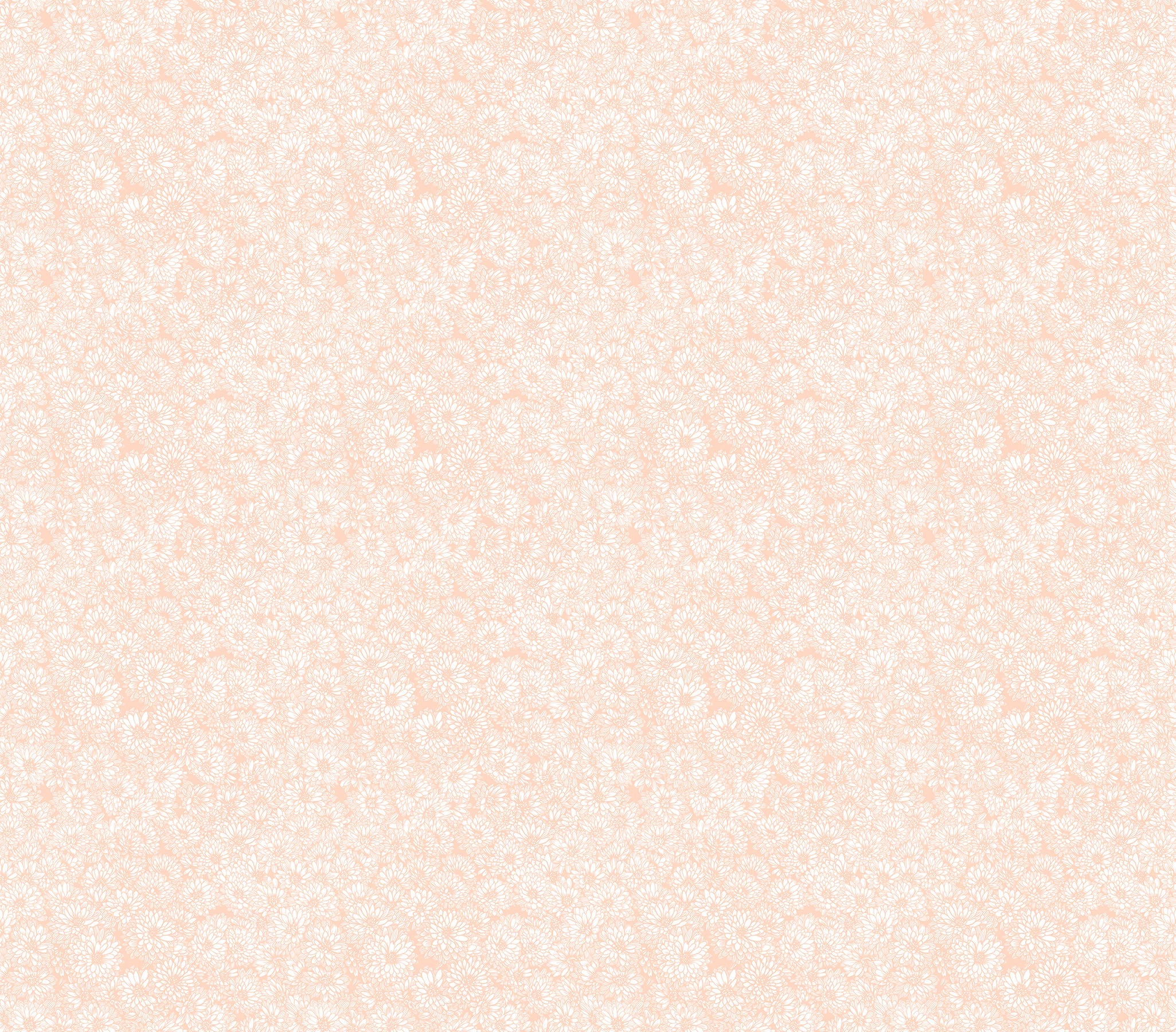 Carmon's Quilt Shop Main Street quilt kit fabric featuring a delicate white floral print on a soft peach background.