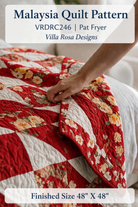 Carmon's Quilt Shop Malaysia quilt pattern by Villa Rosa Designs featuring red and white floral patchwork squares
