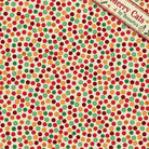 Carmon's Quilt Shop Merry Cats quilting cotton fabric featuring a festive multi-colored polka dot pattern on cream