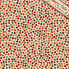 Carmon's Quilt Shop Merry Cats quilting cotton fabric featuring a festive multi-colored polka dot pattern on cream