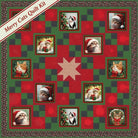 Carmon's Quilt Shop Merry Cats quilt kit featuring festive holiday cats in a 68-inch square pieced design.