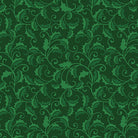 Carmon's Quilt Shop Merry Holly Forest green cotton fabric with a festive botanical Christmas holly leaf pattern.