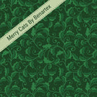 Carmon's Quilt Shop Merry Holly Forest green cotton fabric with botanical holly leaf pattern for Christmas quilting