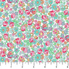 Carmon's Quilt Shop Quilting in Bloom mini rose white floral cotton fabric with pink and teal flowers